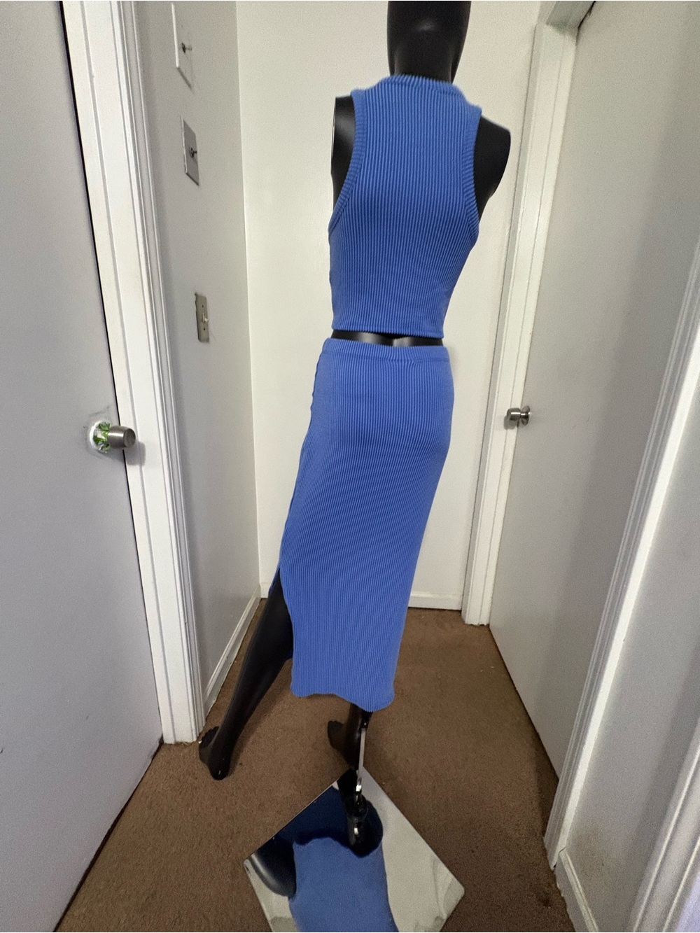 No Boundaries Periwinkle Ribbed Knit Crop Top & Midi Skirt Set NWOT - Picture 4 of 4